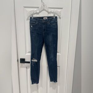 Paige Hoxton Crop - Size 26, Dark Blue Distressed Women Jeans